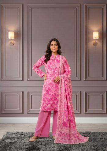 Pink Printed Lawn Kurta Set