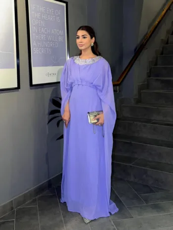 Lilac Cape Sleeve Maxi Dress