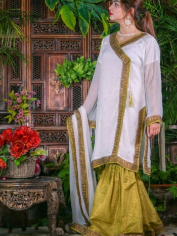 Lime White Angarkha