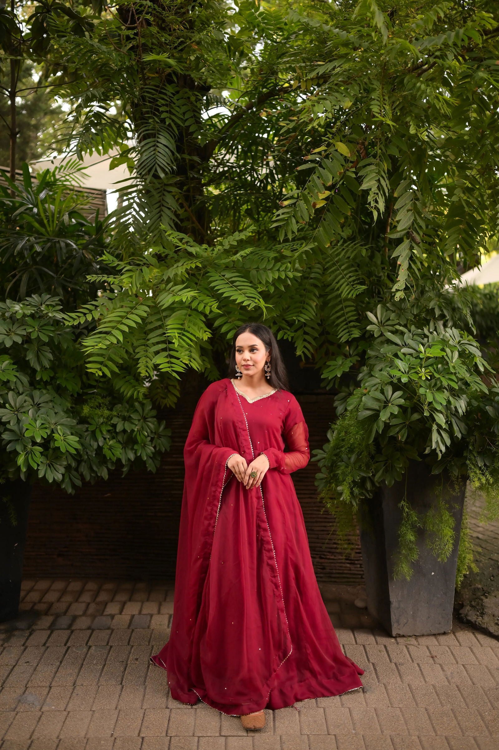 Maroon Anarkali