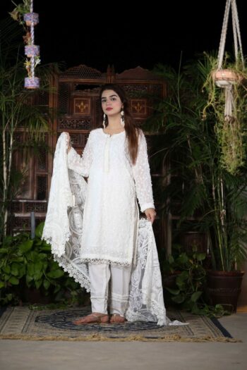Pure White Embroidered