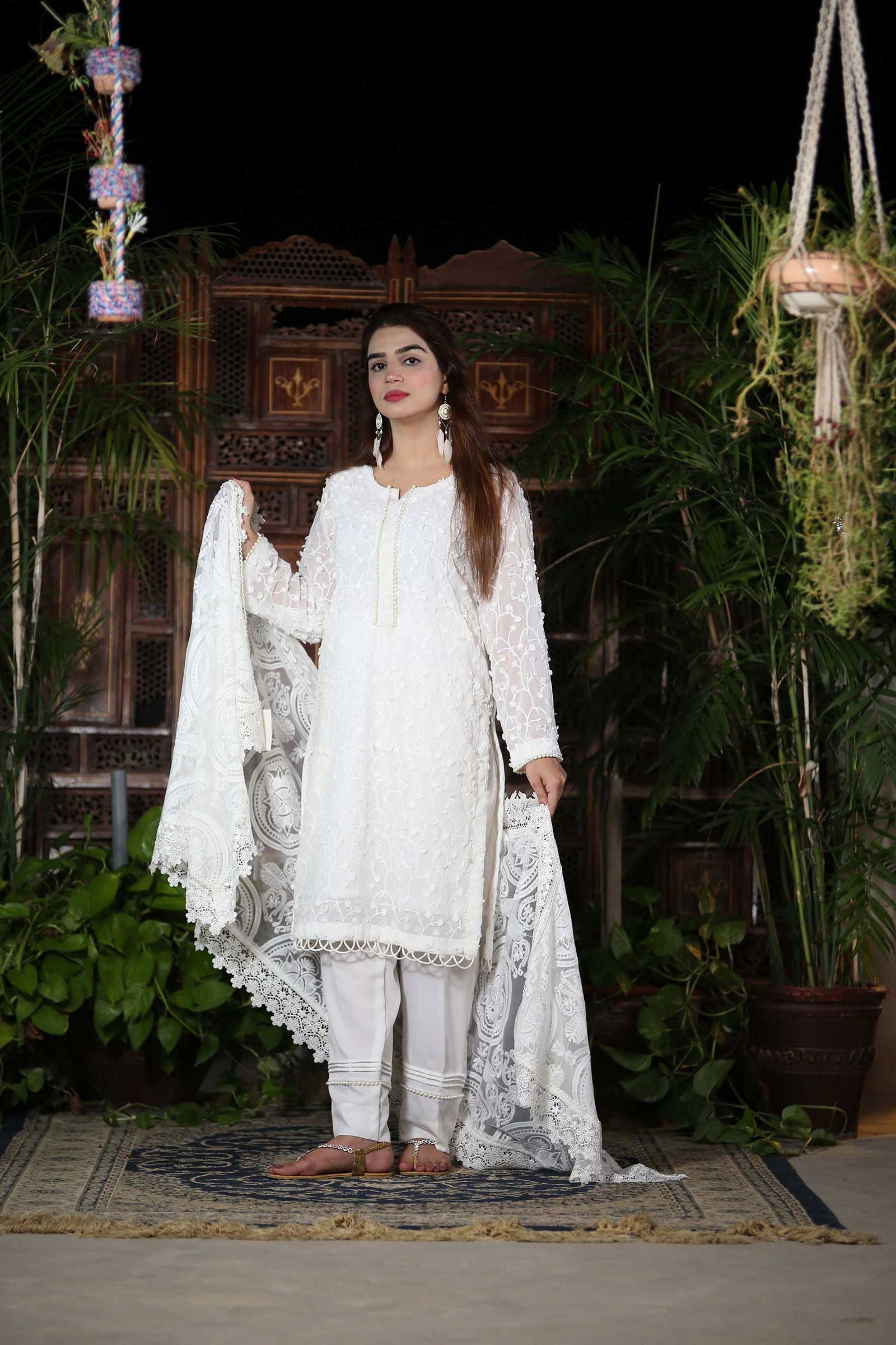 Pure White Embroidered