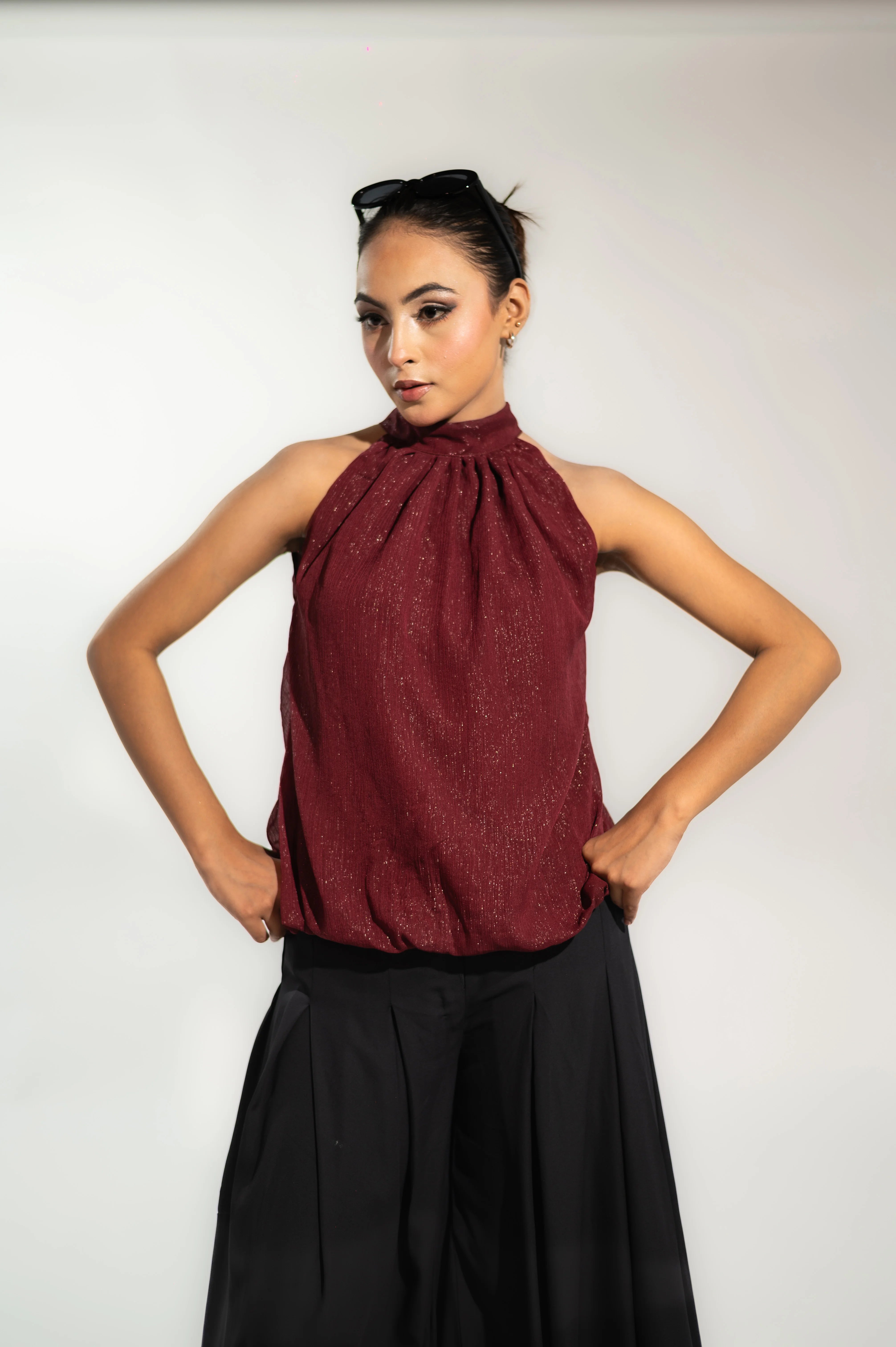 Maroon Halter Party Top