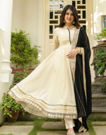 White & Black Chiffon Anarkali