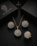 Diamond-Cut Zircon Jewelry Set - 22K Gold Polish