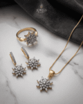 22K Gold Diamond-Cut Zircon Star Jewelry Set