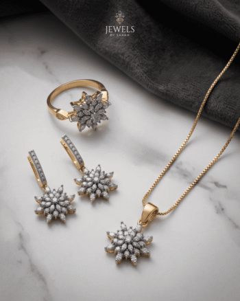 22K Gold Diamond-Cut Zircon Star Jewelry Set