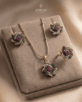 Multicolor Gemstone Floral Necklace Set