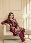 Diwan-e-Maroon ? Velvet Back Embroidered 2PC