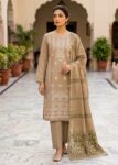 Sand Bloom ? Beige Premium Embroidered Lawn 3PC Kurta Set with Printed Dupatta