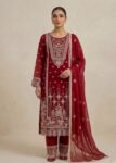 Ruby Muse ? Maroon Luxury Embroidered Chiffon 3PC Set with Embroidered Dupatta & Trouser