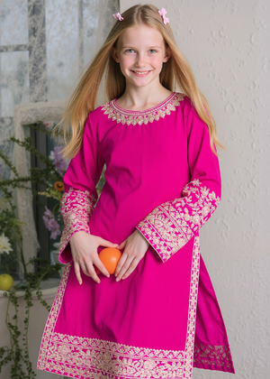 Magenta Royale ? Stone Work Embroidered Chiffon Set