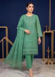 Fully Embroidered Pastel Green Organza 3 PC