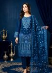 Elegant Teal Embroidered Lawn Kurta Set with Net Dupatta