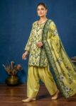 Vibrant Lime Green Floral Printed Lawn Kurta Set With Farshi Shalwar