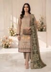 Elegant Beige cotton Embroidered Kurta Set with Printed Dupatta