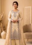 Elegant Off-White Embroidered Chiffon Kurta Set with Dupatta