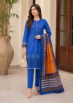 Vibrant Royal Blue Printed Lawn Kurta Set with Dupatta