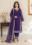 Elegant Purple Embroidered Chin ffoKurta Set with Chiffon Dupatta
