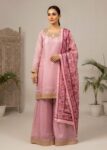 Blush Royale ? Pastel Pink Luxury Embroidered Silk 3PC Dress with Net Printed Dupatta