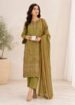 Embroidered Olive Green Lawn 3-Piece Kurta Set with Dupatta