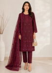 Elegant Maroon Embroidered Kurta Set with Chiffon Dupatta