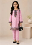 Kids Pink Embroidered Cotton Kurta Set