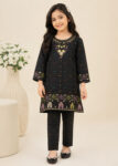 Girls' Black Embroidered Kurta Set