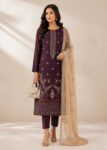 Brown Embroidered Kurta Set with Beige Chiffon Dupatta