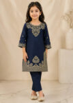 Blue Belle ? Navy Blue Premium Lawn Kids 2PC Kurta Set