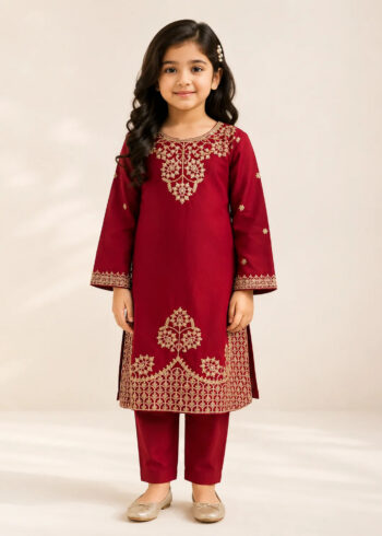 Crimson Charm ? Maroon Premium Lawn 2PC Kurta Set