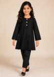 Kids Black Embroidered Cotton Kurta Set