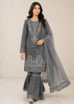 Grey Royale ? Premium 3PC Chiffon Gharara Suit