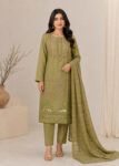 Olive Whisper ? Olive Premium Embroidered Lawn 3PC Dress with Lawn Dupatta
