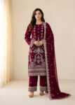 Maroon ? Luxury Embroidered 3PC Chiffon Set