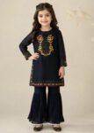 Midnight Veil ? Black Luxury Chiffon Gharara 2PC Set