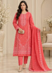 Sunveil Bloom ? Premium Embroidered Lawn 3PC Dress with chiffon Dupatta