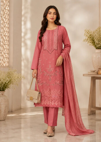 Summer Bloom ? Premium Embroidered Lawn 3PC Dress with Lawn Dupatta