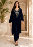 Navy Blue ? Luxury Handworked Velvet 2PC Kurta Set