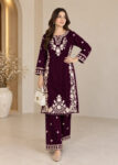 Imperial Purple ? Embroidered Micro Velvet 2-Pc