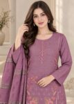 Elegant Lilac Embroidered 3-Piece Kurta Set with Dupatta
