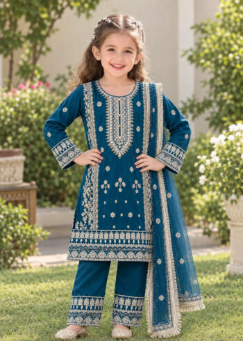 Teal Blossom ? Elegant Kids Party Wear Set