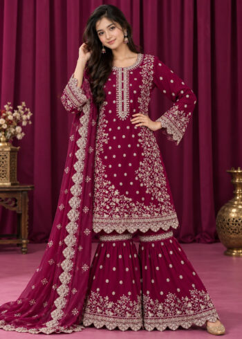 Rang-o-Noor ? Gul-e-Rang Magenta Festive Gharara