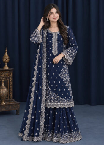 Rang-o-Noor ? Neel Shab Navy Blue Festive Gharara