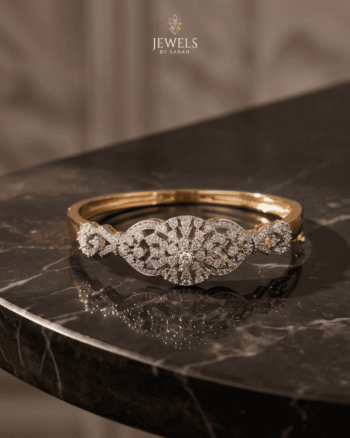 Diamond Cut Openable Bangle with Jarau Stones, Vintage Filigree Design, Gold Polish Kara for Weddings & Parties