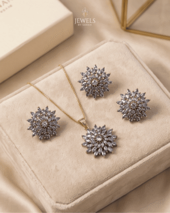 Jurao Stone Starburst Necklace Set | 22K Gold Polish