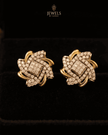 Swirling Crystal Floral Stud Earrings