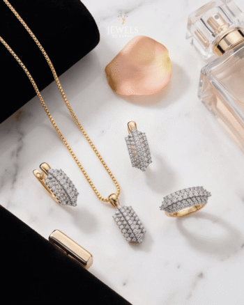 22K Gold Diamond Cut Zircon Jewelry Set – Two-Tone