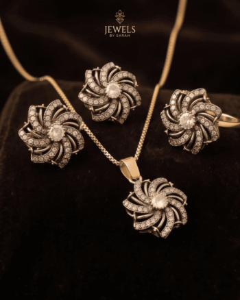22K Gold Polish Zircon Stone Pinwheel Set