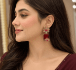 Flower-Stone-Earrings-with-red-crystal-drops